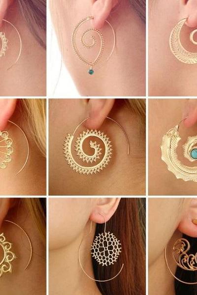 Rsslyn Spiral Earrings for Women 9 Kinds of Spiral Hoop Earrings Fashion Jewelries for Women