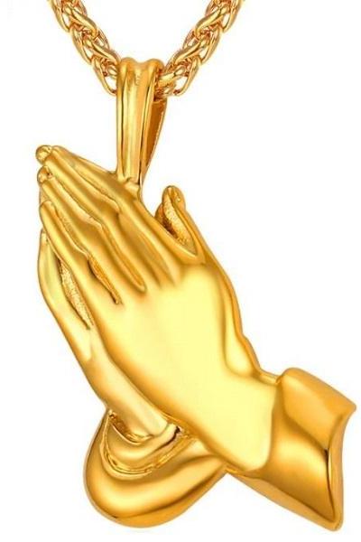 Rsslyn Large Golden Praying Hands for Men and Women