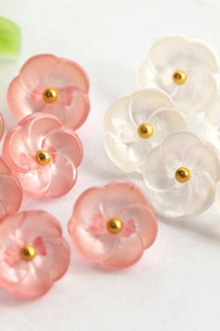 30 Pieces Flower Buttons Fashion Blouse 11.5mm Buttons 2 Color Shank button for Garment-Buttons for Dolls Buttons for Dress Making