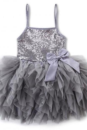 Gray Dress Gray Tutu Dress Tiered Ballerina Outfit 5T Dress Silver Dress