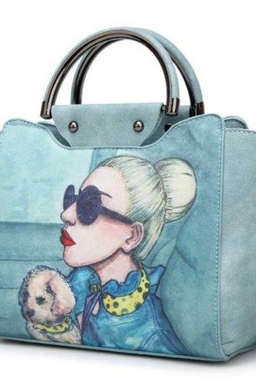 Bold Lipstick Lady in Blue RSS Boutique Lady in Blue Leather Bags for Women New Fashion Trends