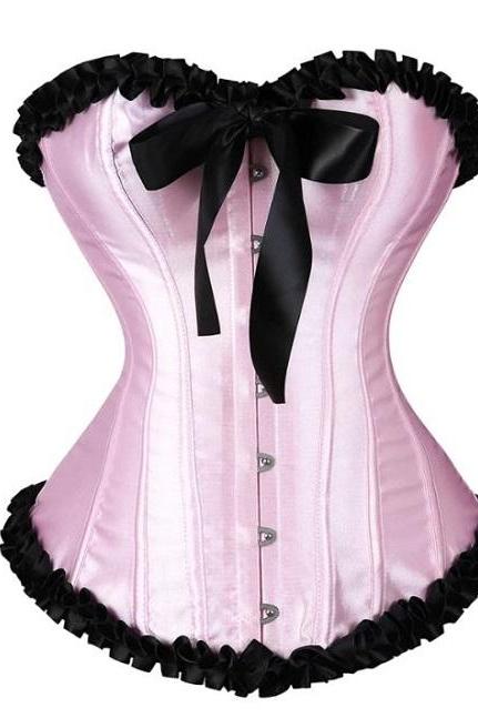 Rsslyn Lacy Lady in Pink Satin Corset for Women Pink in Color