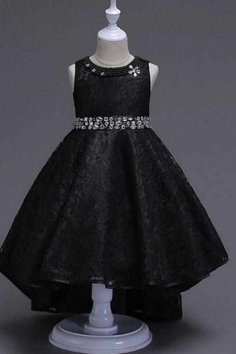 On SALE Black Lacy dress for Tween Girls Sleeveless Black Tutu Dress with Rhinestone Belt