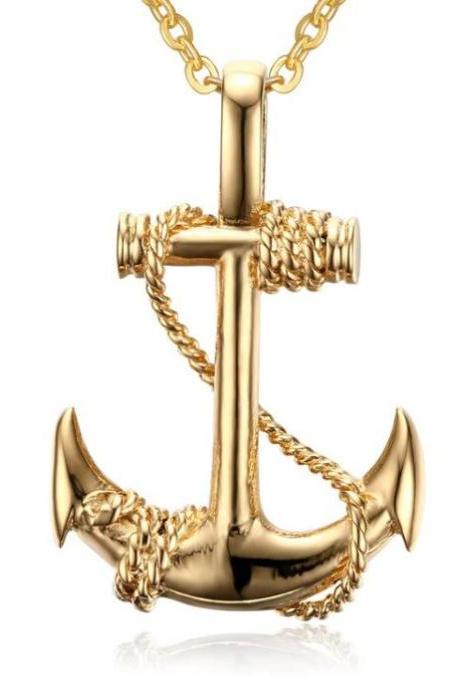 Fashion Anchor Titanium Anchor Pendants Gold Necklaces for Sailors Wives of Sailors