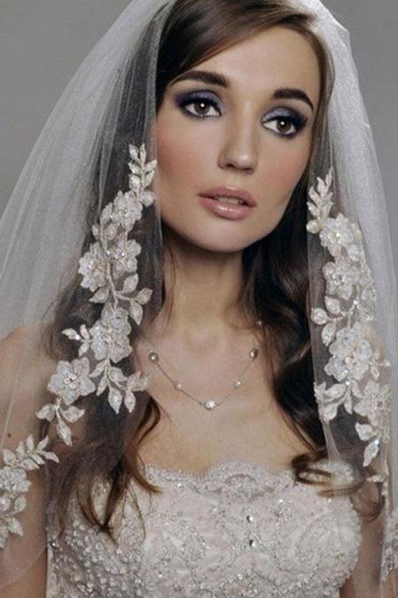Rsslyn Embroidered Tiered Floral Bridal Ivory Veils