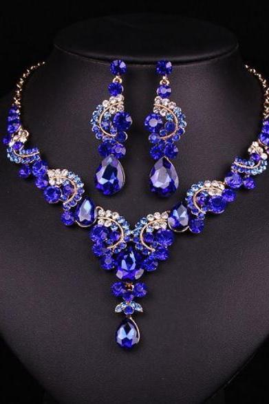 Royal Blue Necklaces Royal Blue Choker Necklace for Women Bridesmaids Jewelry Sets