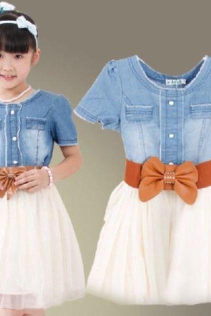 Denim Dress for Toddler Girls Cowgirl Outfit Casual Tutu Dresses Summer Dresses
