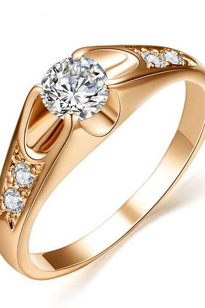 18K Rose Gold Plated Mounting 0.5 ct Zirconia Diamond Engagement Jewelry Rings