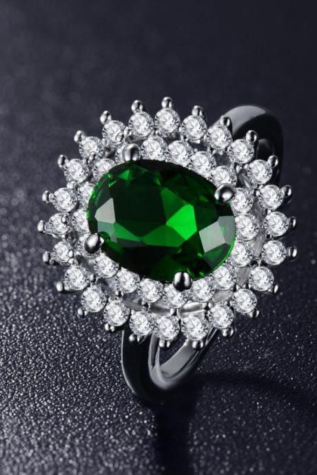 Beautiful Rings AAA Cubic Zirconia Emerald Green Jewelry For Women Bijoux Rings