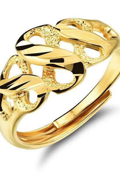Women 18K Gold Plated Infinity Engraved Resizable Rings Friendship Golden Rings