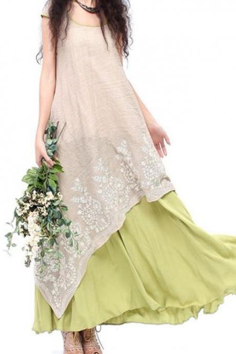 Ivory Linen Dress Cotton Made Maxi Dresses for Women Casual Linen Ivory Dress