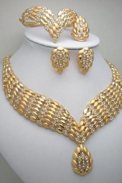 chunky jewelry set gold plated jewelry sets for women hoops pendant necklace