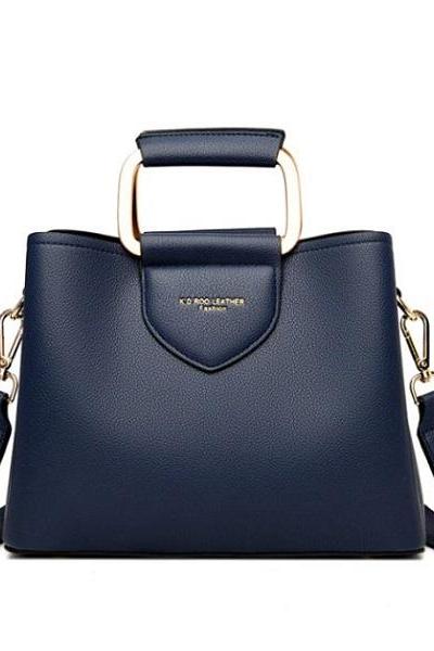 New Blue Shoulder Bags- PU Leather Shoulder Bags Designer Women's Fringe Cat Buckle-BEAUTIFUL SHOULDER BAGS-Fashion Solid Color Crossbody Bag