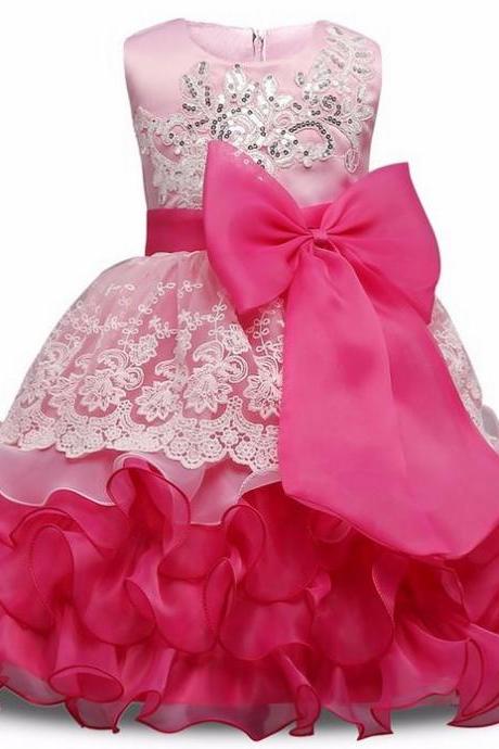 Pink Dress for Flower Girls 3t,4t,5t,6t,7t Princess Ruffled Pink Ballgown Dress