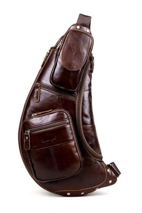 New Man Cross Body Chest Pack Bag For Men Legend Men's Vintage Genuine Leather