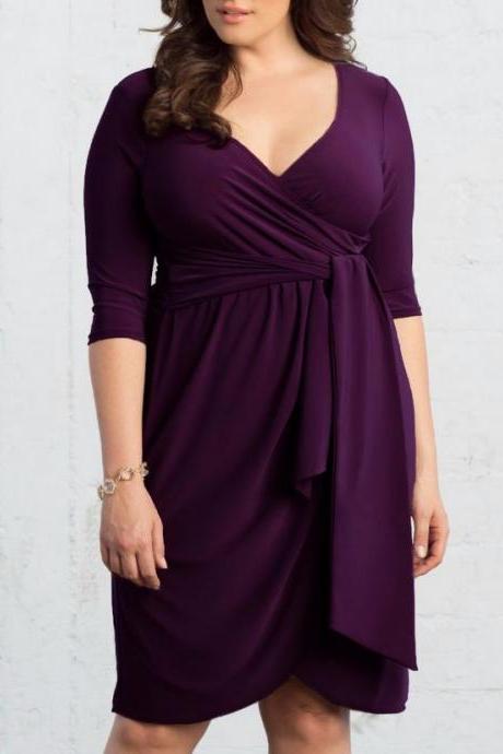 Purple Dress Plus Sizes 3XL,4XL,5XL Purple Summer and Spring Dresses