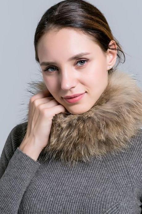 Fur Scarves for Women Fashion Winter Scarfs for Women Brown Neck Warmers