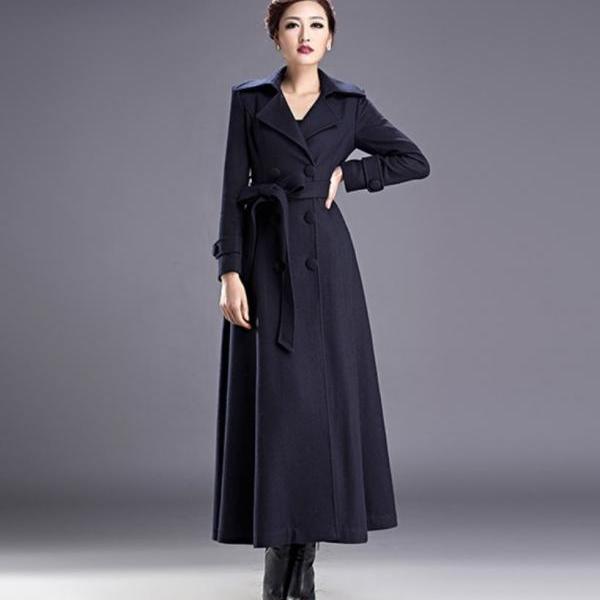 Navy Blue Coats For Women Outerwear Long Trench Coat Navy Blue Parka ...