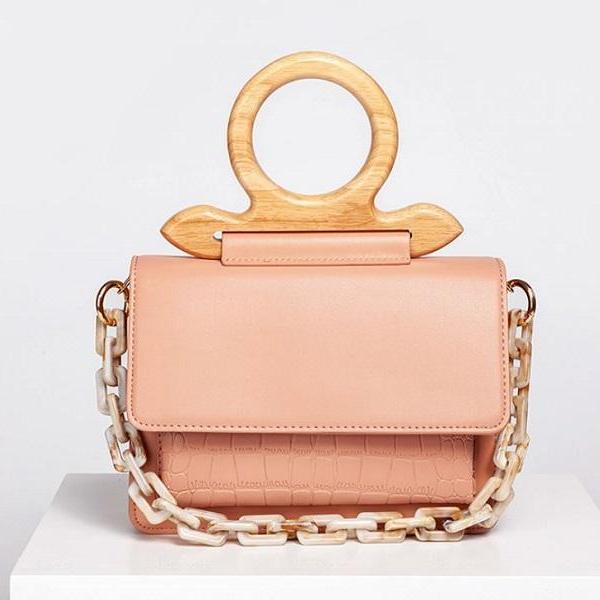 Peach Quilted Shoulder Bag..