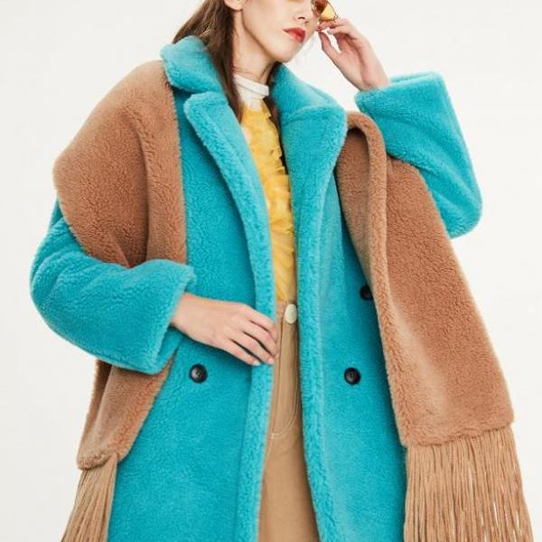 Turquoise Clothing Wool Plus Size Teddy Bear Clothing for Winter Oversize Jackets and Blazers for Women FREE Turquoise Earrings