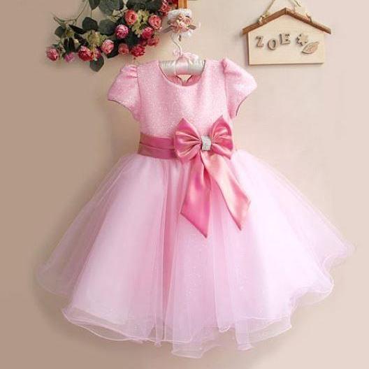 Puffy Short Sleeves Cute Pink Tutu dress for Girls with FREE Tiara or Headband