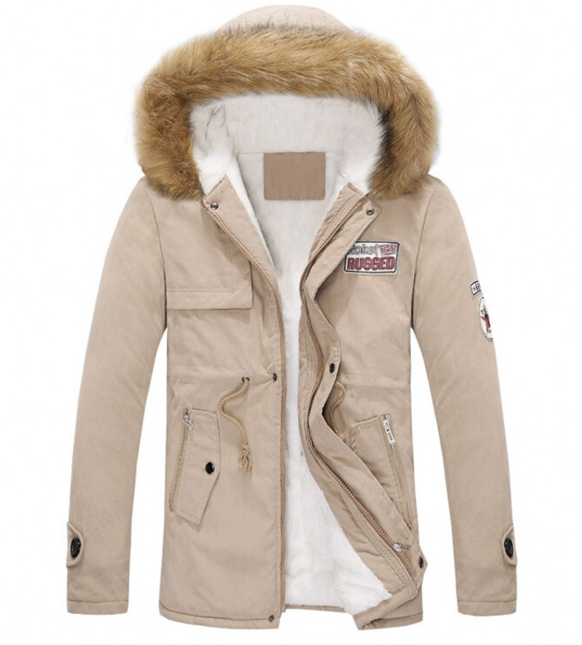 Beige Jacket For Men And Women Unisex Parka Jacket With Hood on Luulla