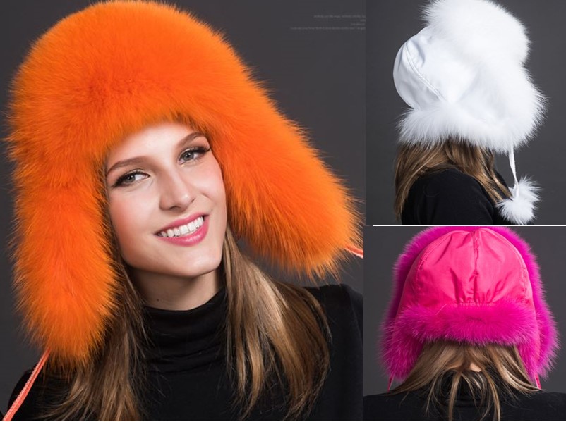 Red Burgundy Hats Russian Fur Hats For Women Fashion Bomber Cap100 ...