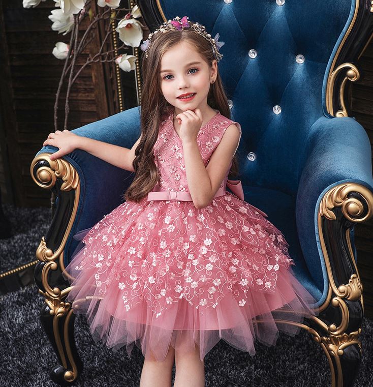 Asymmetrical Tulle Dress With Flower Tiara Embroidery Laced Tutu ...