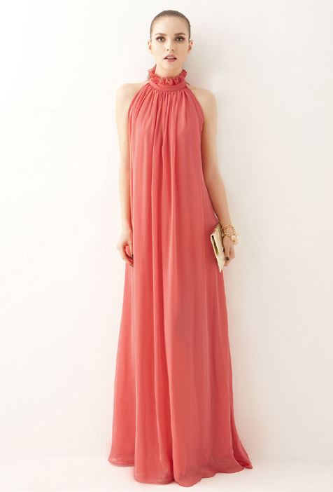 Strawberry Color Dress Red Maxi Dress For Women Floor Length Ankle ...