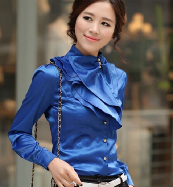 Rsslyn On Hand Royal Blue Blouses RSS1392021 Luxury Blue Silk Blouses ...